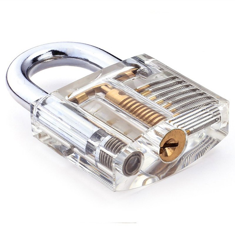 Details about   Chic Clear Crystal Transparent Cutaway Padlock Visible View Lock Practice Tools 