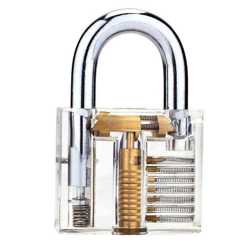 Transparent Visible Pick Practice Padlock Lock With Key Removing Hook Kit DD 