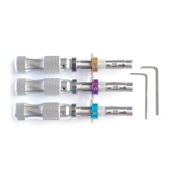 3x Tubular 7 Pins P-i-c-k Tool Full Kit W/ Accessories Stainless Adjustable Tool 
