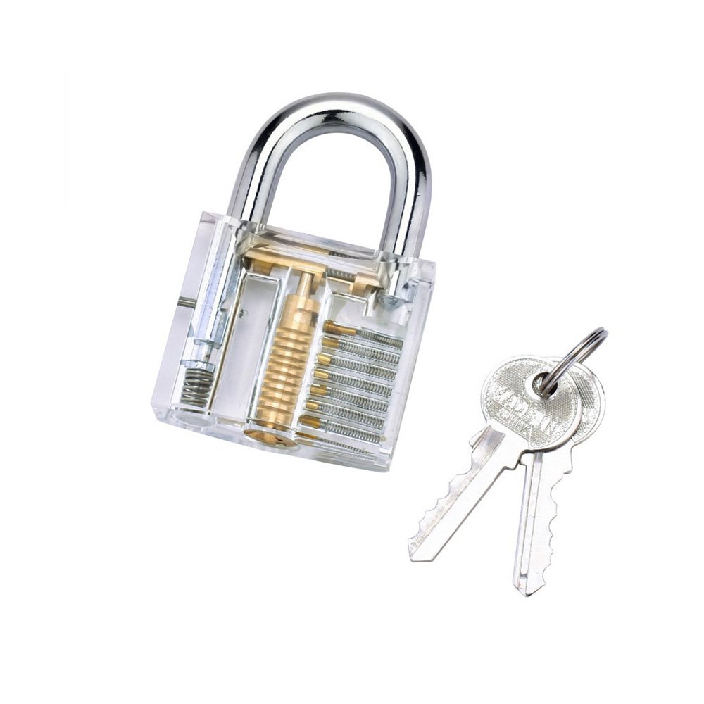 GOSO 24-Piece Lock Pick Set and Transparent Practice Padlock Bundle